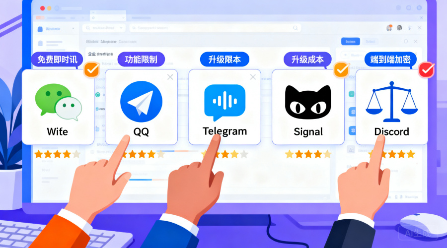 免费即时通讯软件哪个好？5款产品功能、限制、升级成本对比