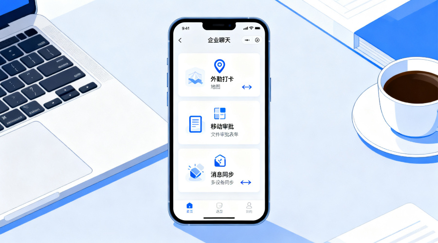 企业聊天软件手机版选型指南：外勤打卡、移动审批、消息同步