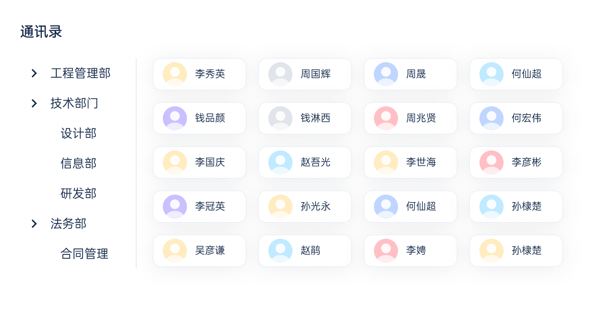 喧喧IM组织架构通讯录功能界面截图