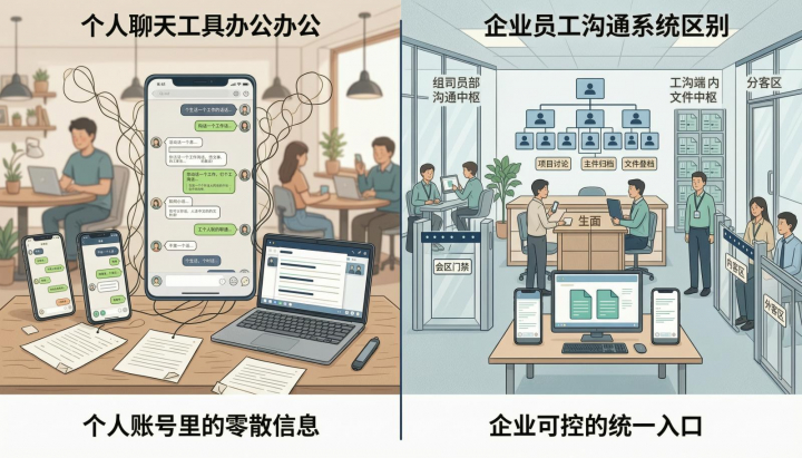 个人聊天工具与企业员工沟通系统的对比