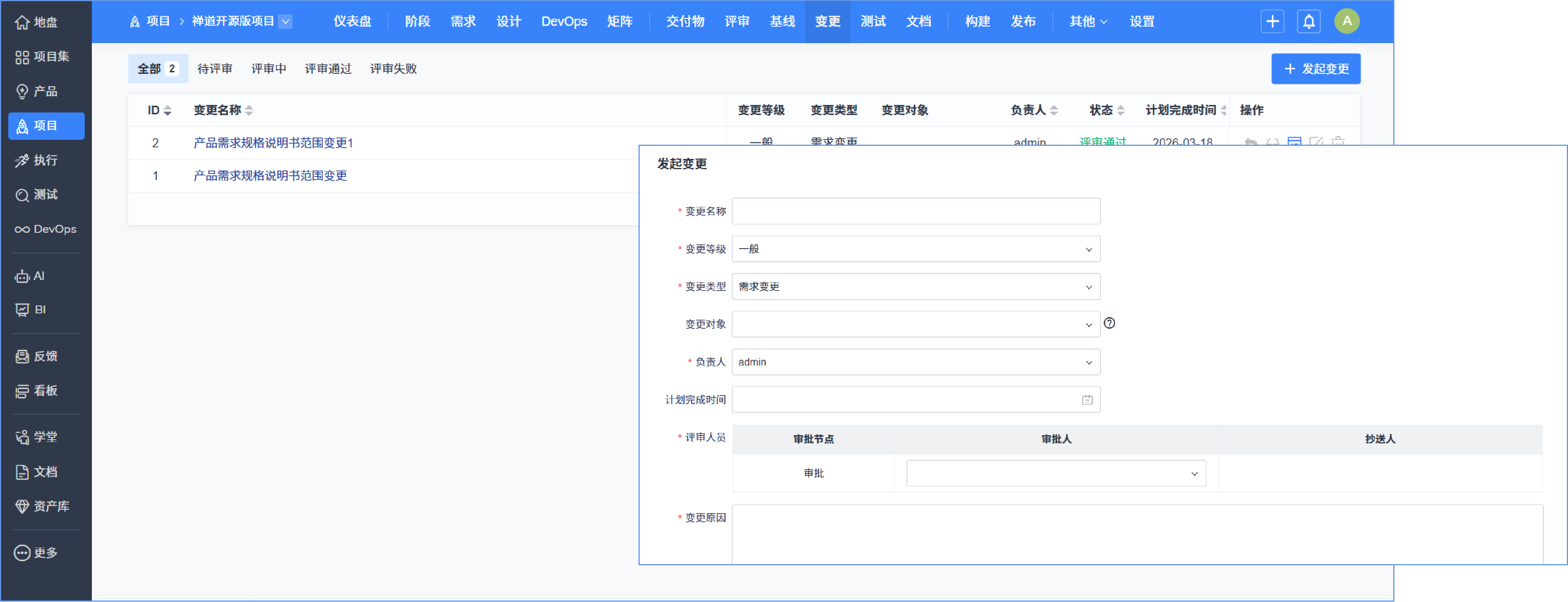 项目变更 项目变更