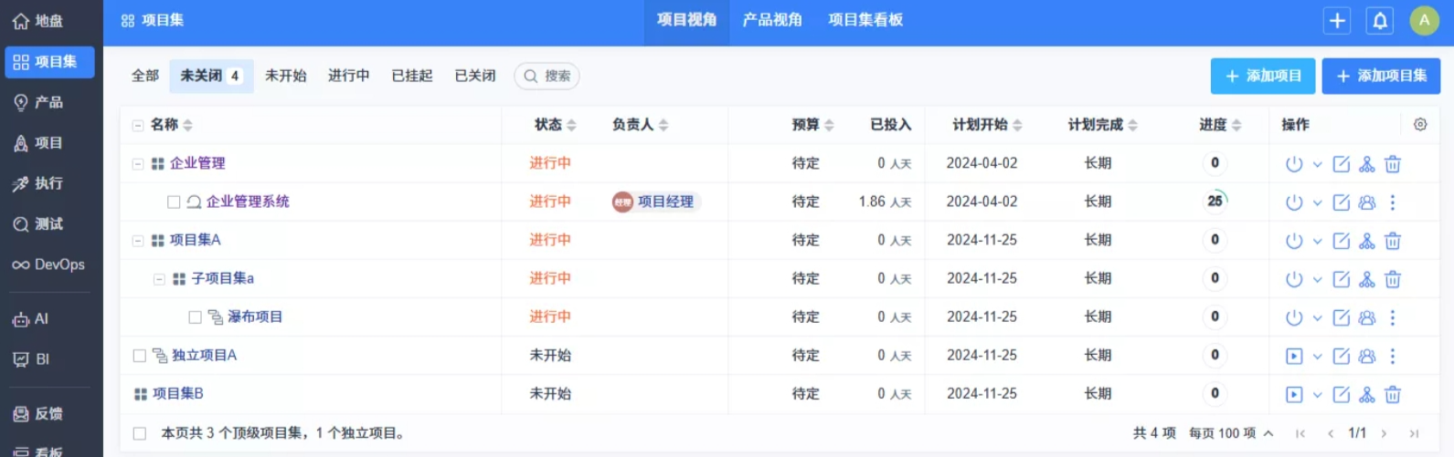 禅道项目管理软件的多视角项目集看板