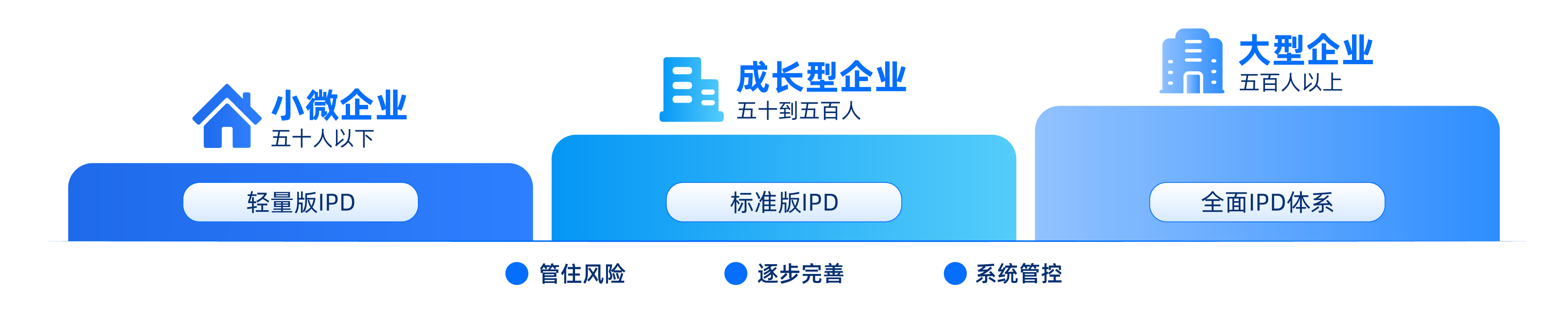 不同规模团队IPD适配方案图 不同规模团队IPD适配方案图